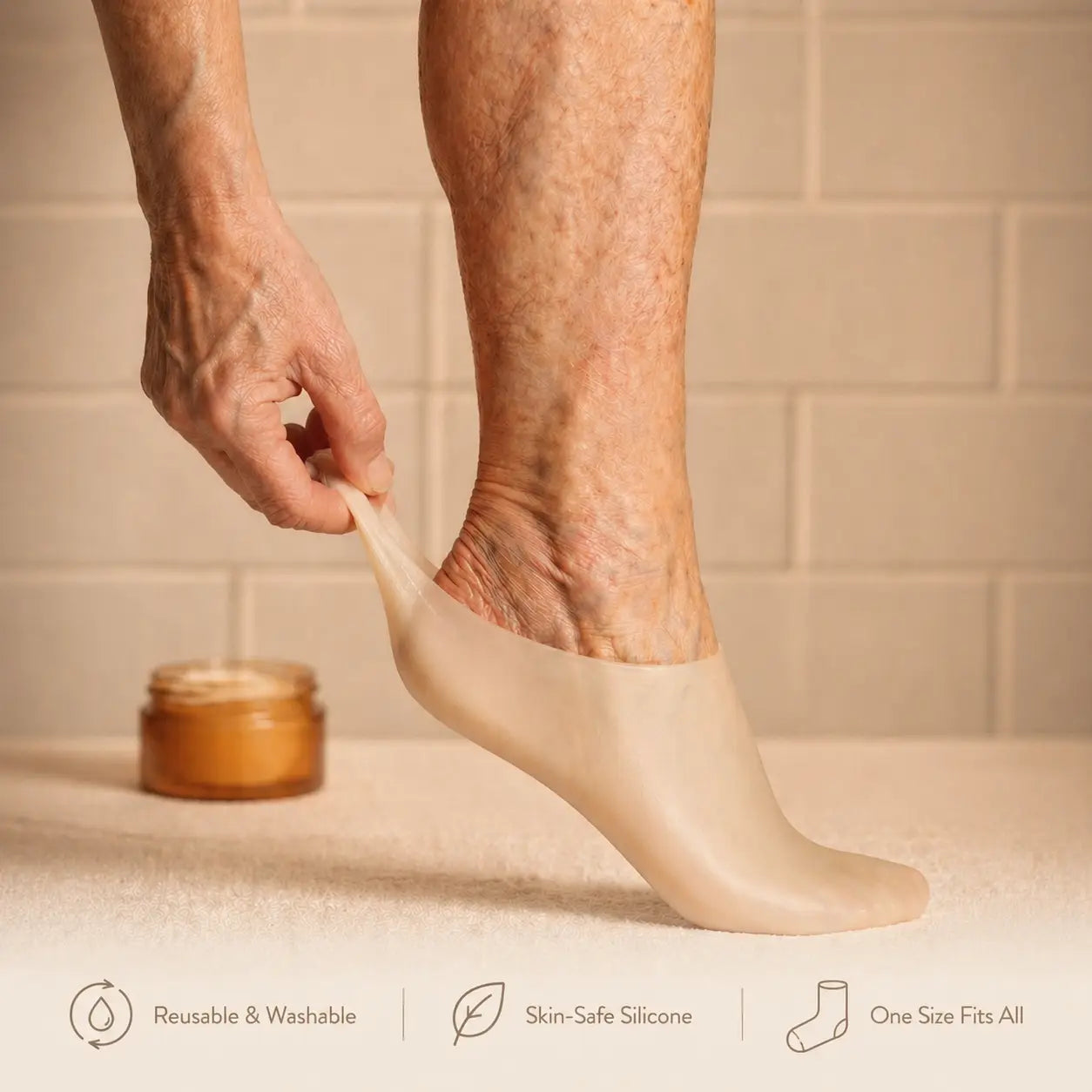VELARA Moisturizing Ritual Socks – silicone gel socks for dry feet after exfoliation