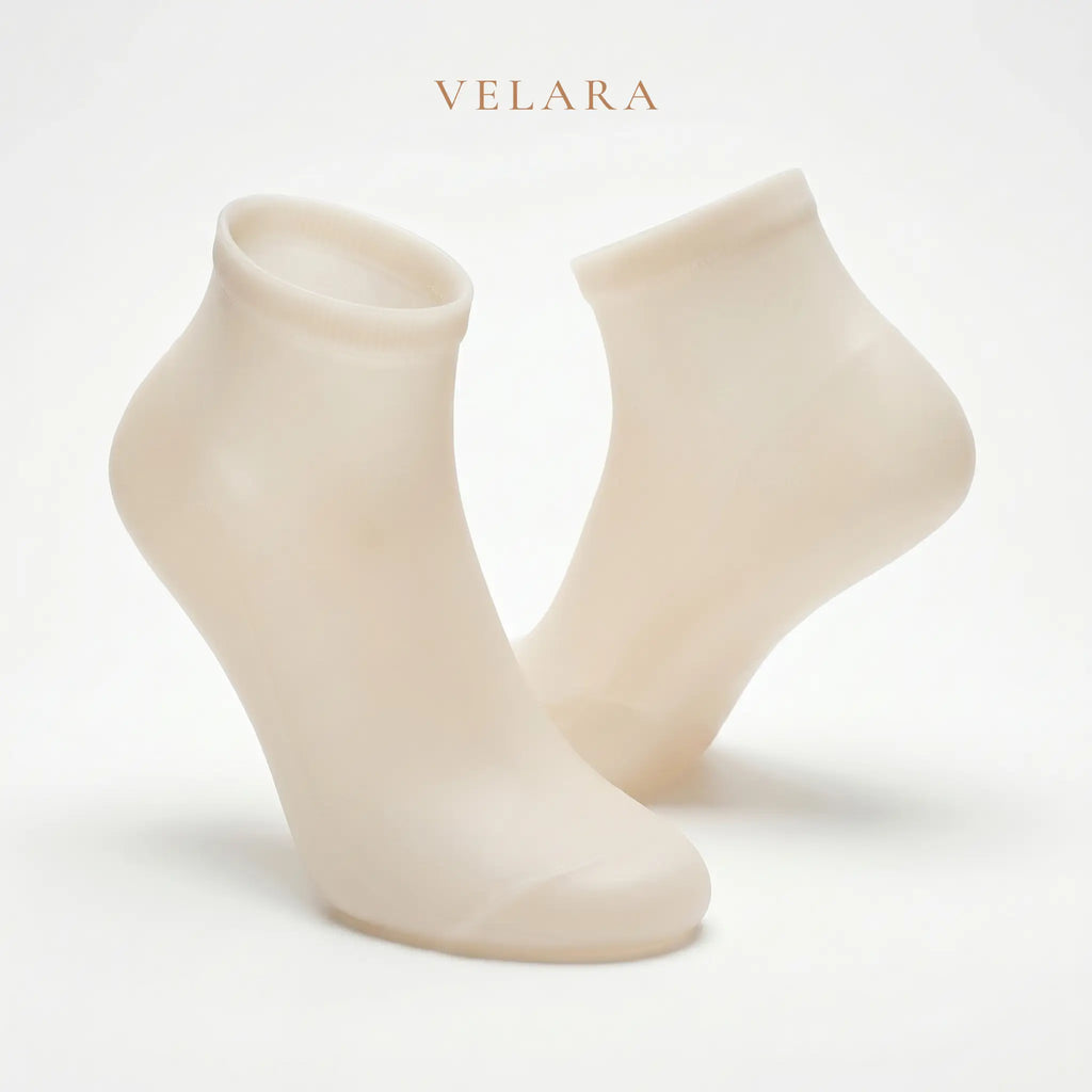 VELARA Moisturizing Ritual Socks – ivory silicone gel socks pair product view